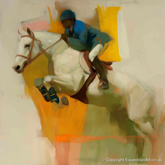 The Moment of Suspension - show jumping horse art print and canvas by Silas Marlowe A.I
