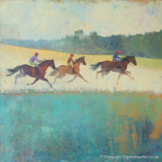 The Morning Gallop - racing horse art print and canvas by Benedict Croft A.I