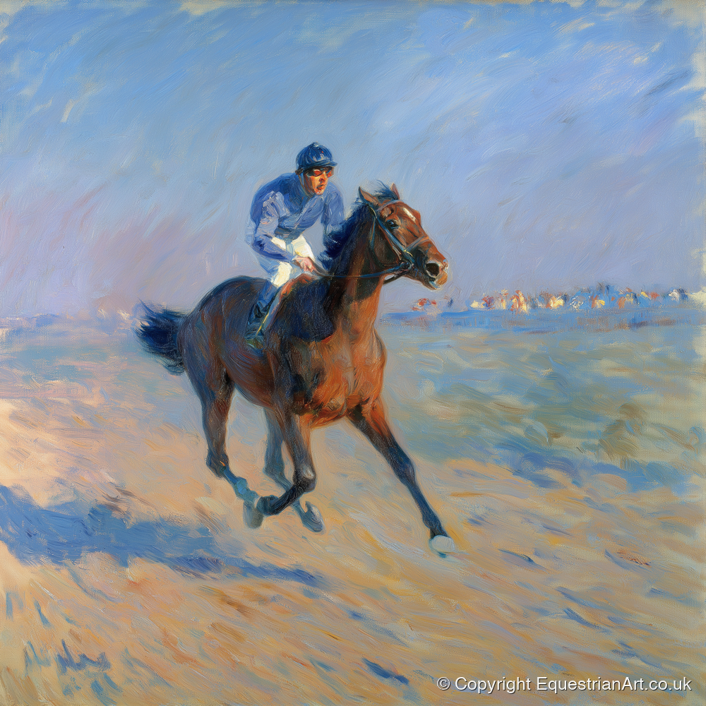 The Morning Gallop - racing horse art print and canvas by Gabriel Hayes A.I