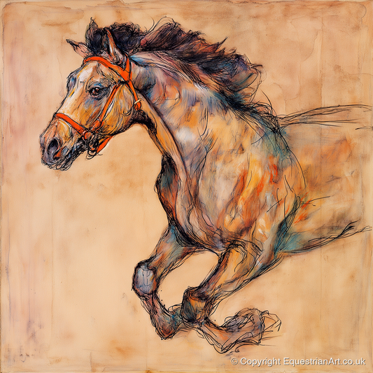 The Morning Gallop - racing horse art print and canvas by Clementine Villiers A.I