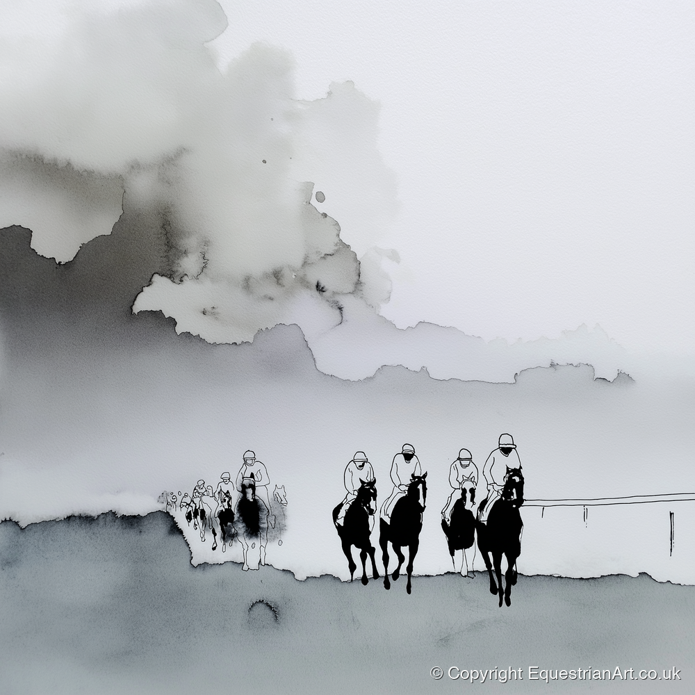 The Morning Gallops - racing horse art print and canvas by Adrian Frost A.I