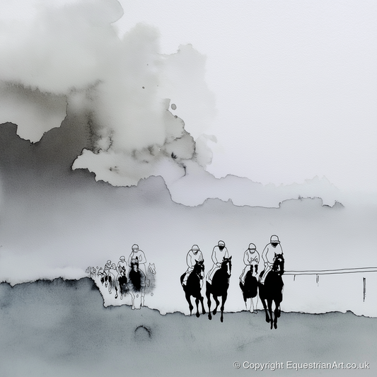 The Morning Gallops - racing horse art print and canvas by Adrian Frost A.I