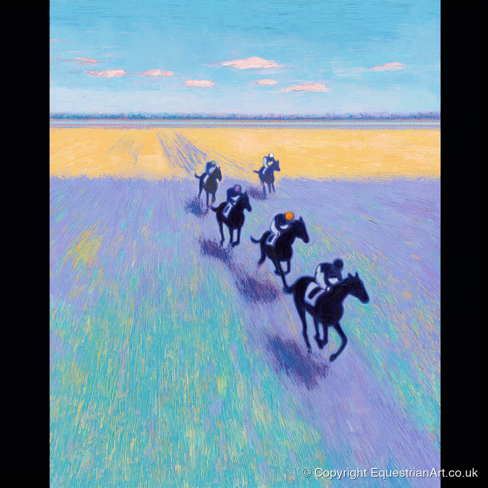 The Morning String - racing horse art print and canvas by Imogen Spencer A.I
