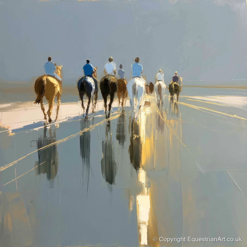 The Morning String - racing horse art print and canvas by Elias Thorne A.I