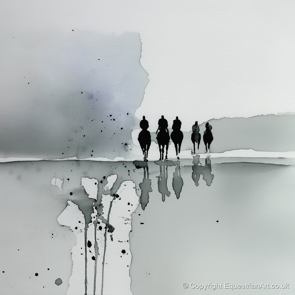 The Morning String - racing horse art print and canvas by Adrian Frost A.I