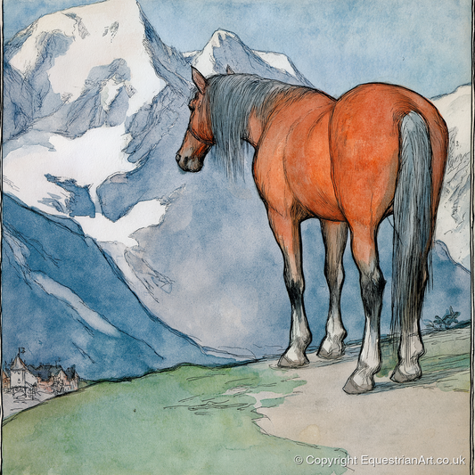 The Mountain Sentinel - horse landscape art print and canvas by Geoffrey Talbot A.I