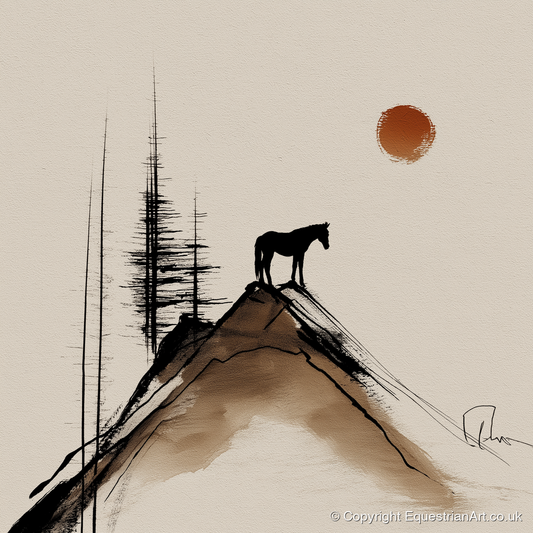 The Mountain Sentinel - horse landscape art print and canvas by Julian Vance A.I