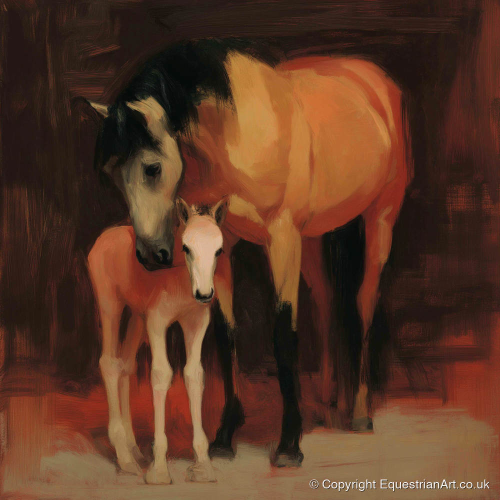 The Nurturing Bond - mare & foal art print and canvas by Thomas Cavendish A.I