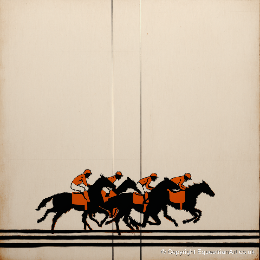 The Orange Silks - racing horse art print and canvas by Barnaby West A.I