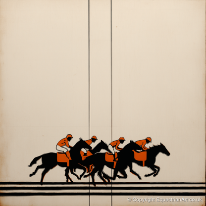 The Orange Silks - racing horse art print and canvas by Barnaby West A.I