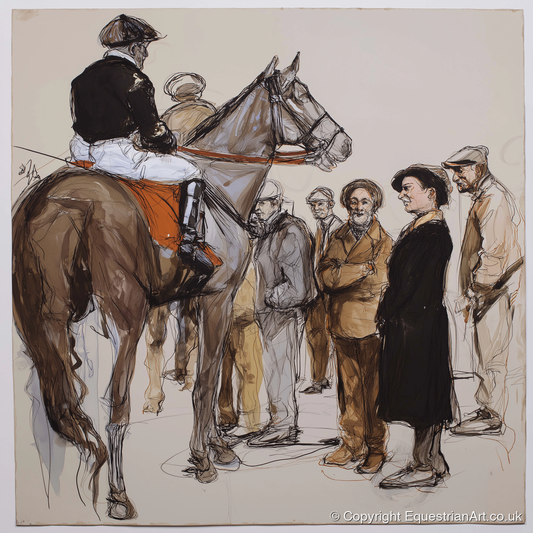 The Paddock Assembly - racing horse art print and canvas by Jasper Montgomery A.I