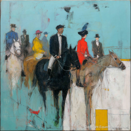 The Paddock Parade - racing horse art print and canvas by Margot Davenport A.I
