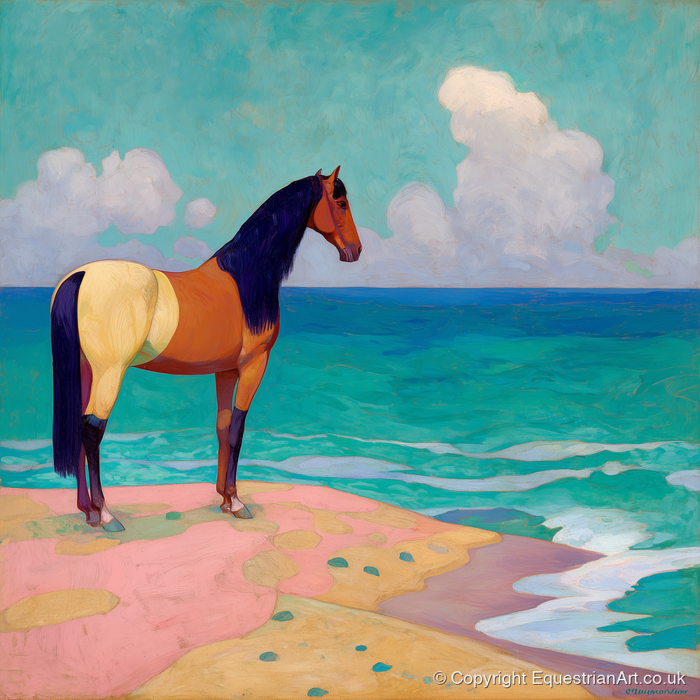 The Painted Shoreline - horse landscape art print and canvas by Aldous Trent A.I