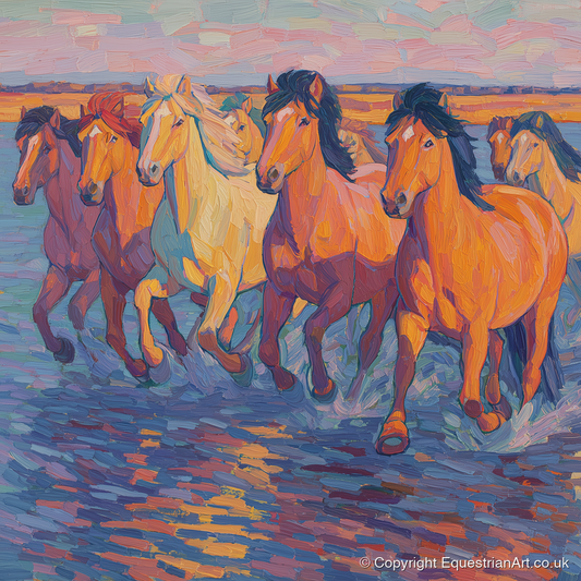 The Painted Tide - horse landscape art print and canvas by Celia Harding A.I