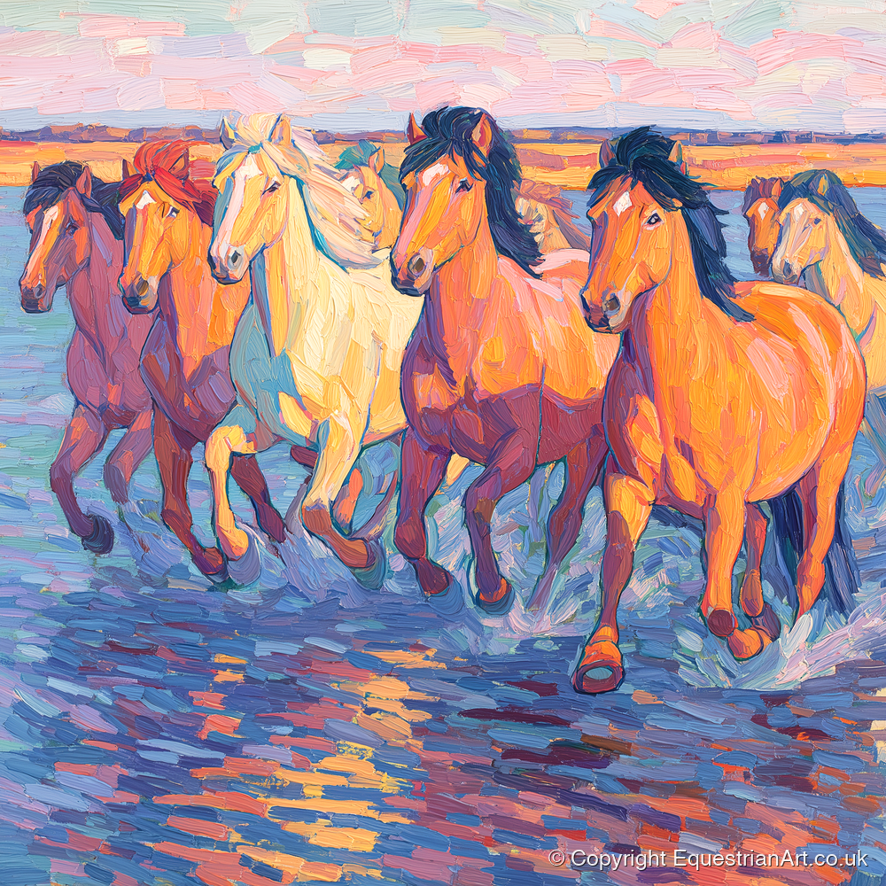 The Painted Tide - horse landscape art print and canvas by Celia Harding A.I