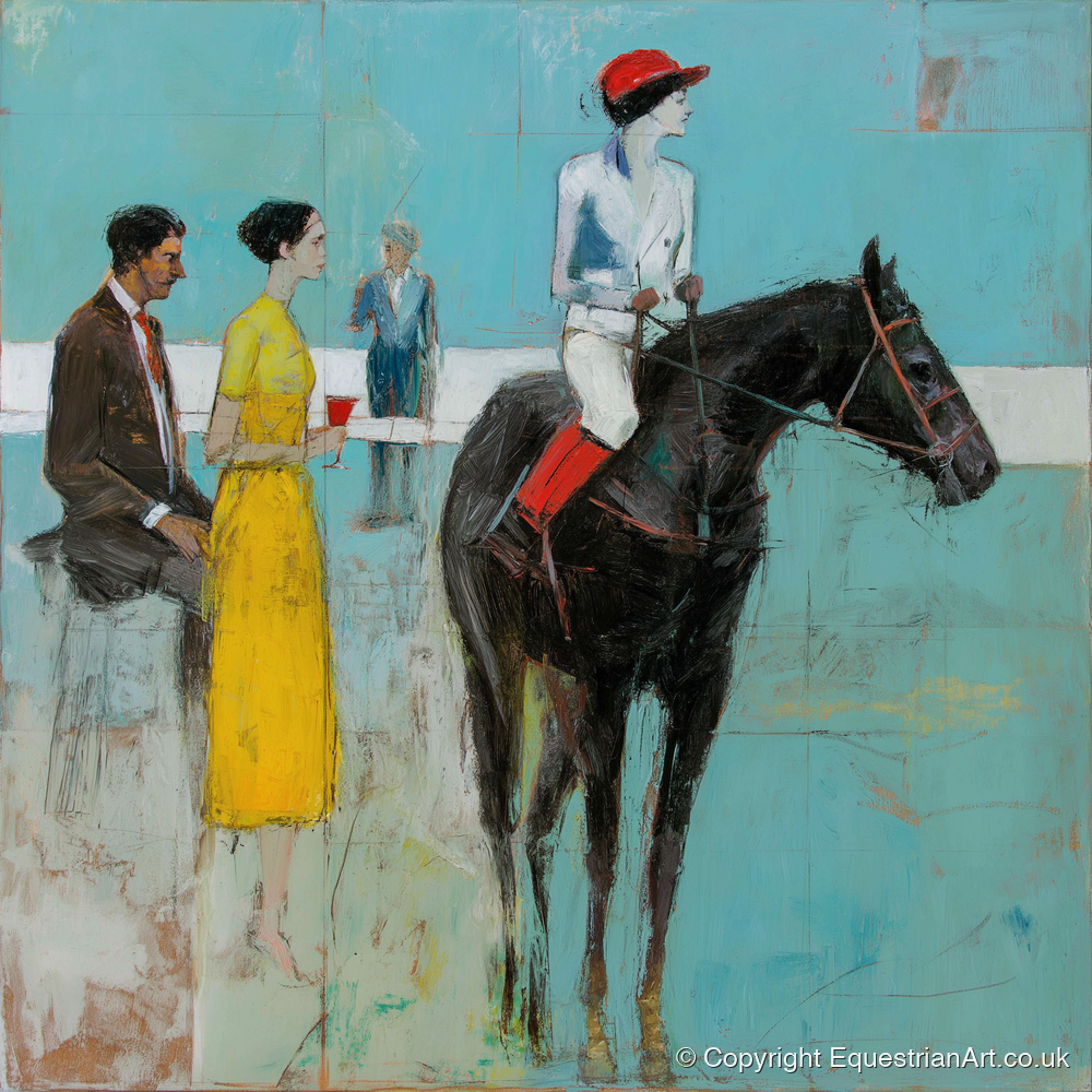 The Parade Ring - racing horse art print and canvas by Margot Davenport A.I