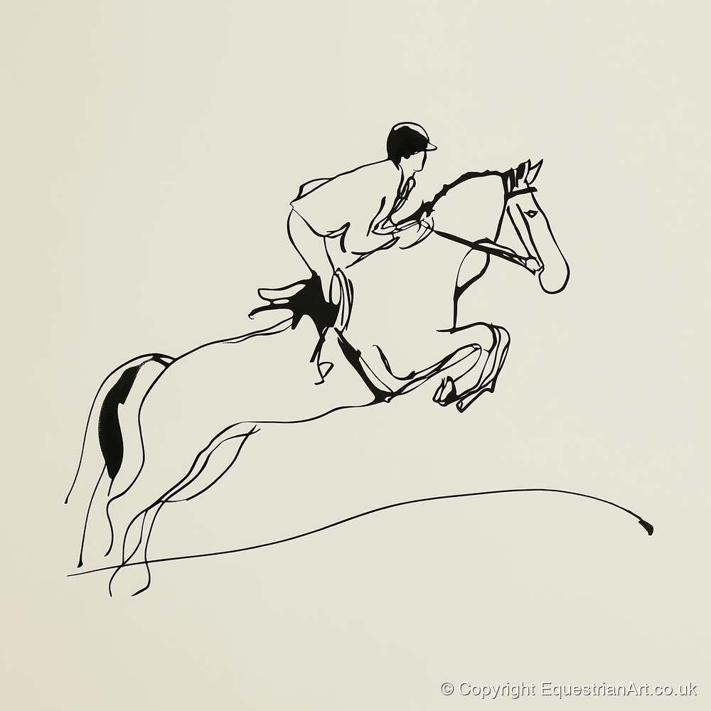 The Perfect Arc - show jumping horse art print and canvas by Penelope Fox A.I