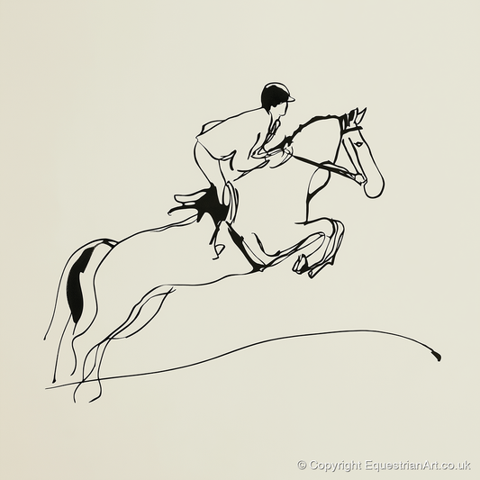 The Perfect Arc - show jumping horse art print and canvas by Penelope Fox A.I