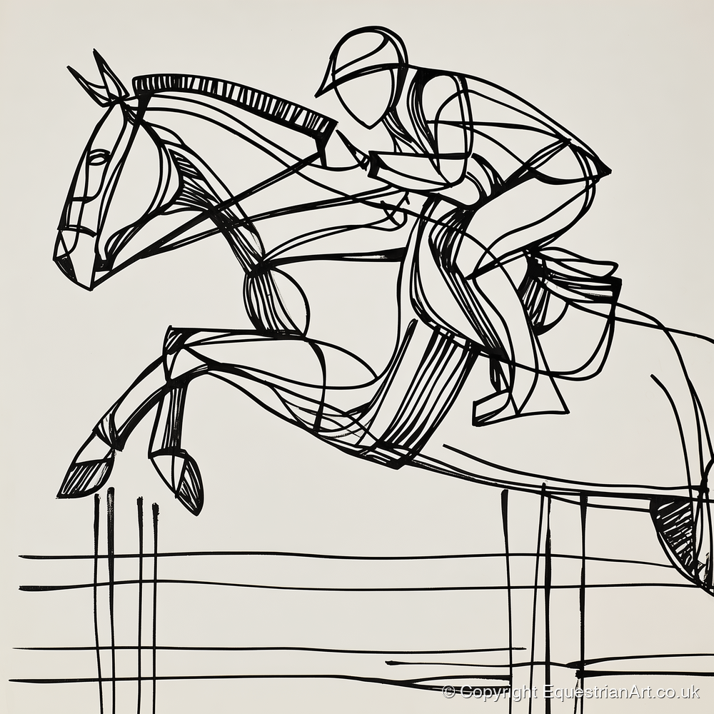 The Perfect Arc - show jumping horse art print and canvas by Conrad Gallagher A.I