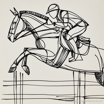 The Perfect Arc - show jumping horse art print and canvas by Conrad Gallagher A.I