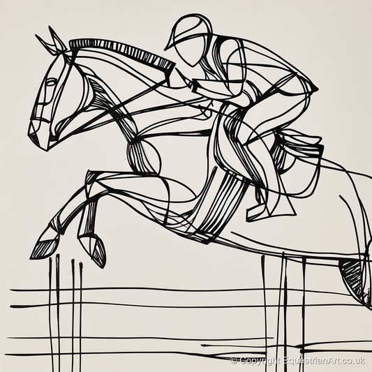 The Perfect Arc - show jumping horse art print and canvas by Conrad Gallagher A.I