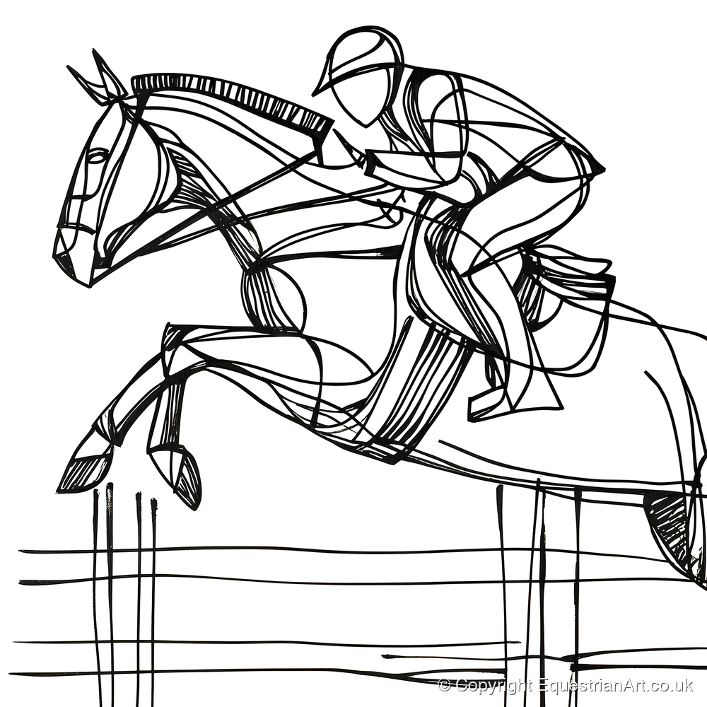 The Perfect Arc - show jumping horse art print and canvas by Conrad Gallagher A.I