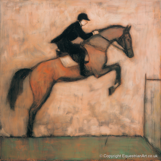 The Perfect Arc - show jumping horse art print and canvas by Arabella Knight A.I