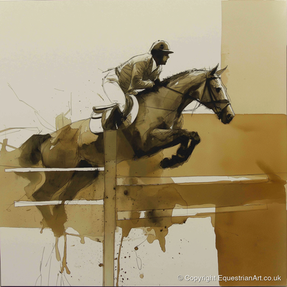The Perfect Bascule - show jumping horse art print and canvas by Harrison Cole A.I