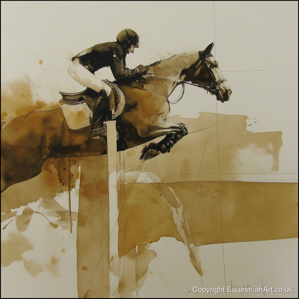 The Perfect Bascule - show jumping horse art print and canvas by Harrison Cole A.I