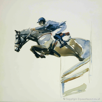 The Perfect Bascule - show jumping horse art print and canvas by Beatrice Langley A.I