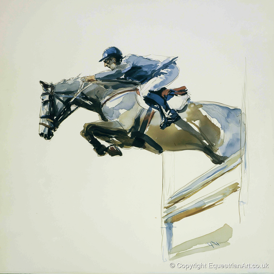 The Perfect Bascule - show jumping horse art print and canvas by Beatrice Langley A.I