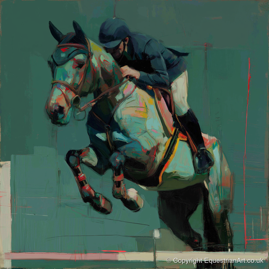 The Perfect Clearance - show jumping horse art print and canvas by Quentin Hart A.I