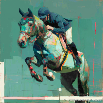 The Perfect Clearance - show jumping horse art print and canvas by Quentin Hart A.I