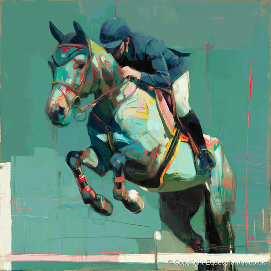 The Perfect Clearance - show jumping horse art print and canvas by Quentin Hart A.I