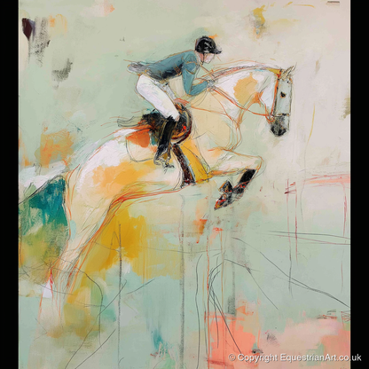 The Perfect Stride - show jumping horse art print and canvas by Antonia Blythe A.I