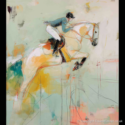 The Perfect Stride - show jumping horse art print and canvas by Antonia Blythe A.I