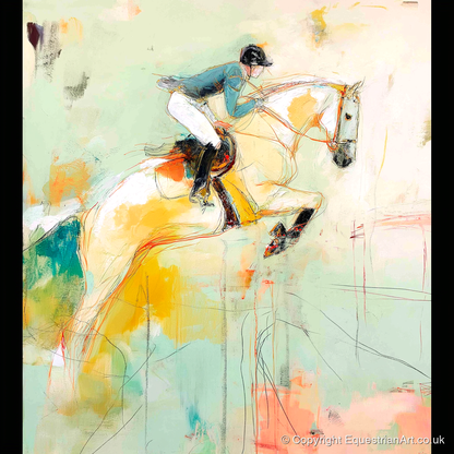 The Perfect Stride - show jumping horse art print and canvas by Antonia Blythe A.I