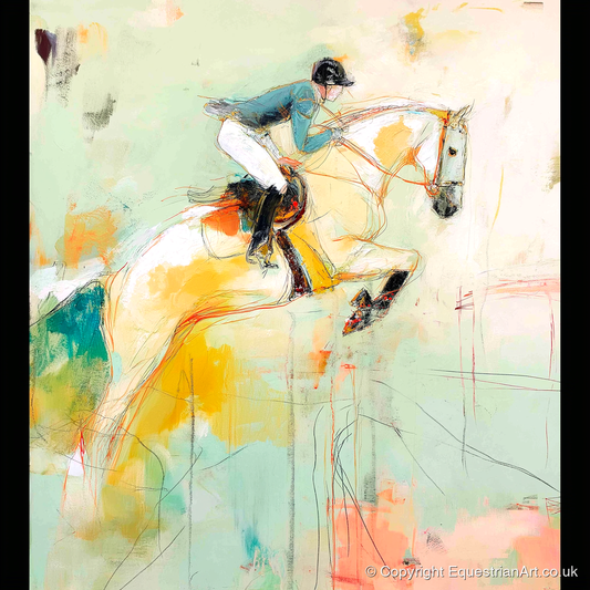 The Perfect Stride - show jumping horse art print and canvas by Antonia Blythe A.I