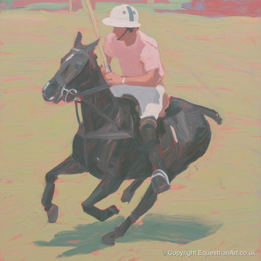 The Pink Chukka - polo horse art print and canvas by Florence Hadley A.I
