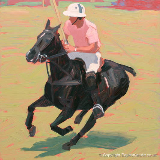 The Pink Chukka - polo horse art print and canvas by Florence Hadley A.I