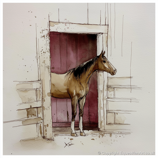 The Plum Doorway - horse stable art print and canvas by Edward Harrington A.I