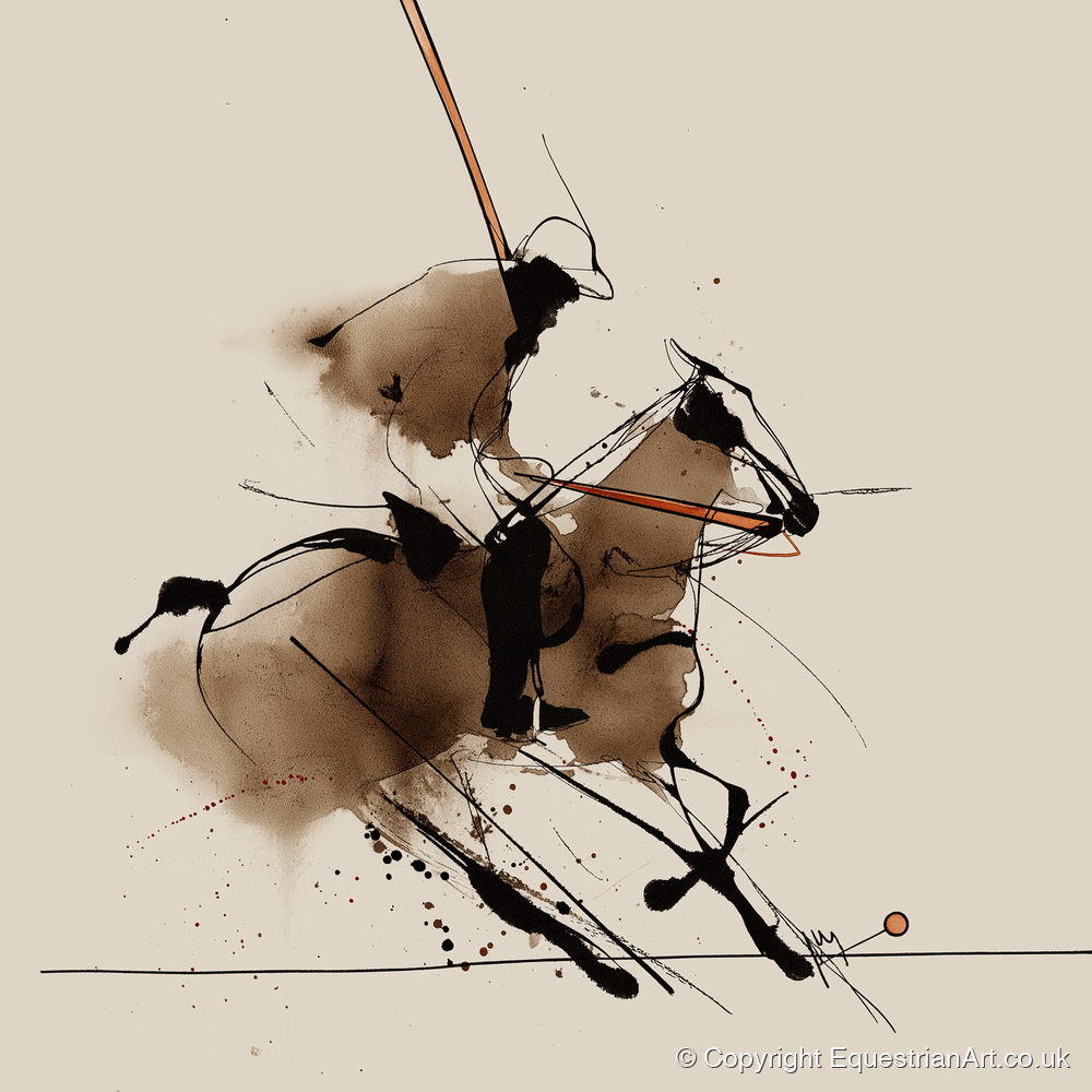 The Polo Drive - polo horse art print and canvas by Julian Vance A.I