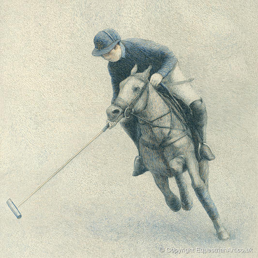 The Polo Stroke - polo horse art print and canvas by Arthur Sterling A.I