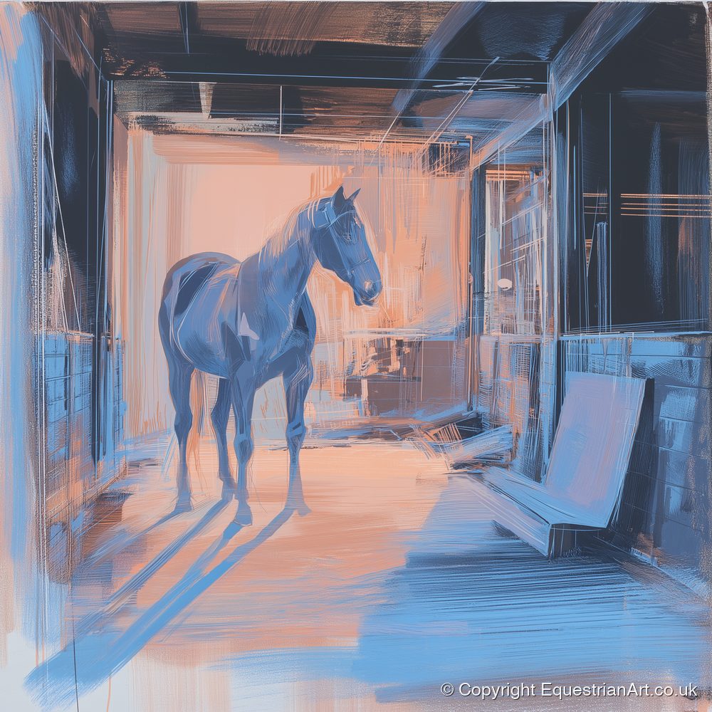 The Quiet Aisle - horse stable art print and canvas by Charles Ashford A.I