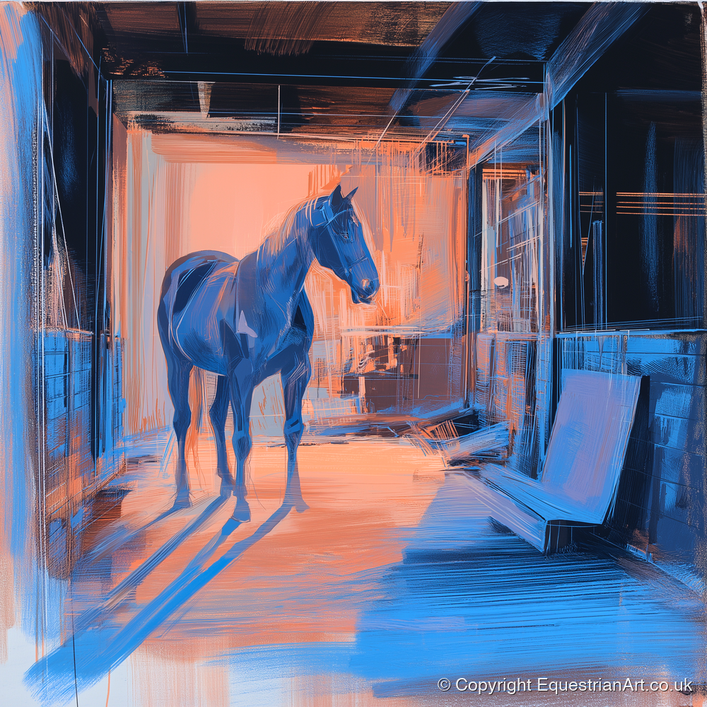 The Quiet Aisle - horse stable art print and canvas by Charles Ashford A.I