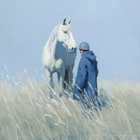 The Quiet Bond - horse & rider art print and canvas by Oscar Pendleton A.I