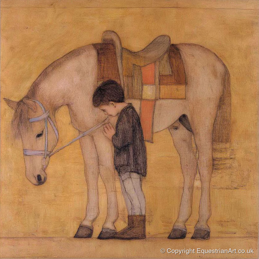 The Quiet Bond - horse & rider art print and canvas by Sophie Laurent A.I