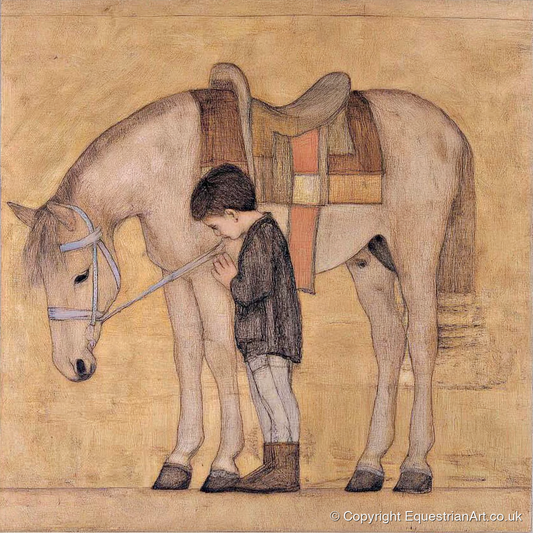 The Quiet Bond - horse & rider art print and canvas by Sophie Laurent A.I