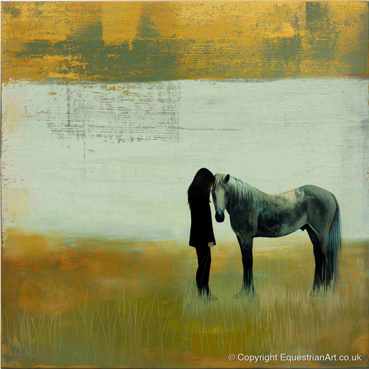 The Quiet Bond - horse & rider art print and canvas by Graham Whitaker A.I