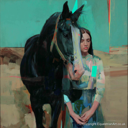 The Quiet Bond - horse & rider art print and canvas by Quentin Hart A.I